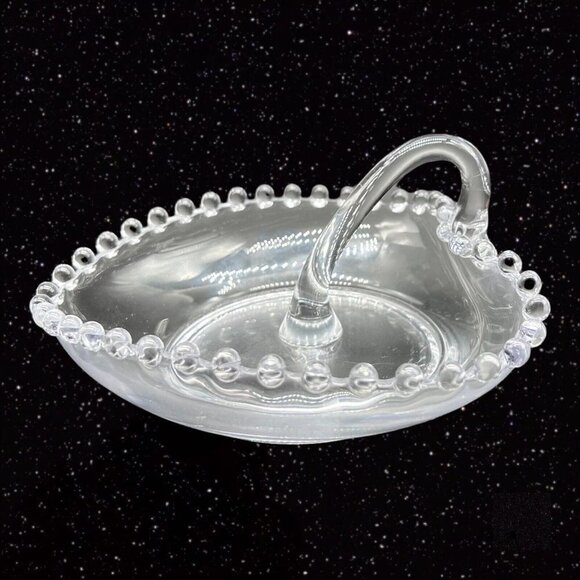 Vintage Candlewick Heart Shaped Nappy Candy Dish Clear Glass Beaded 5.5”W 3”T - Picture 8 of 10